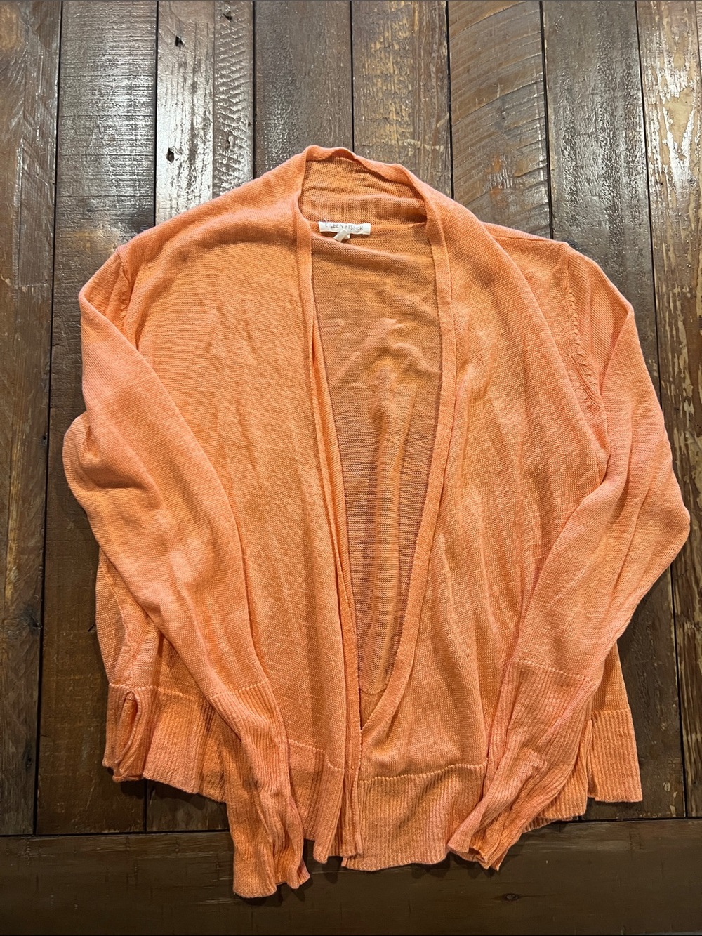 Eileen Fisher Soft Coral Open-Front Cardigan